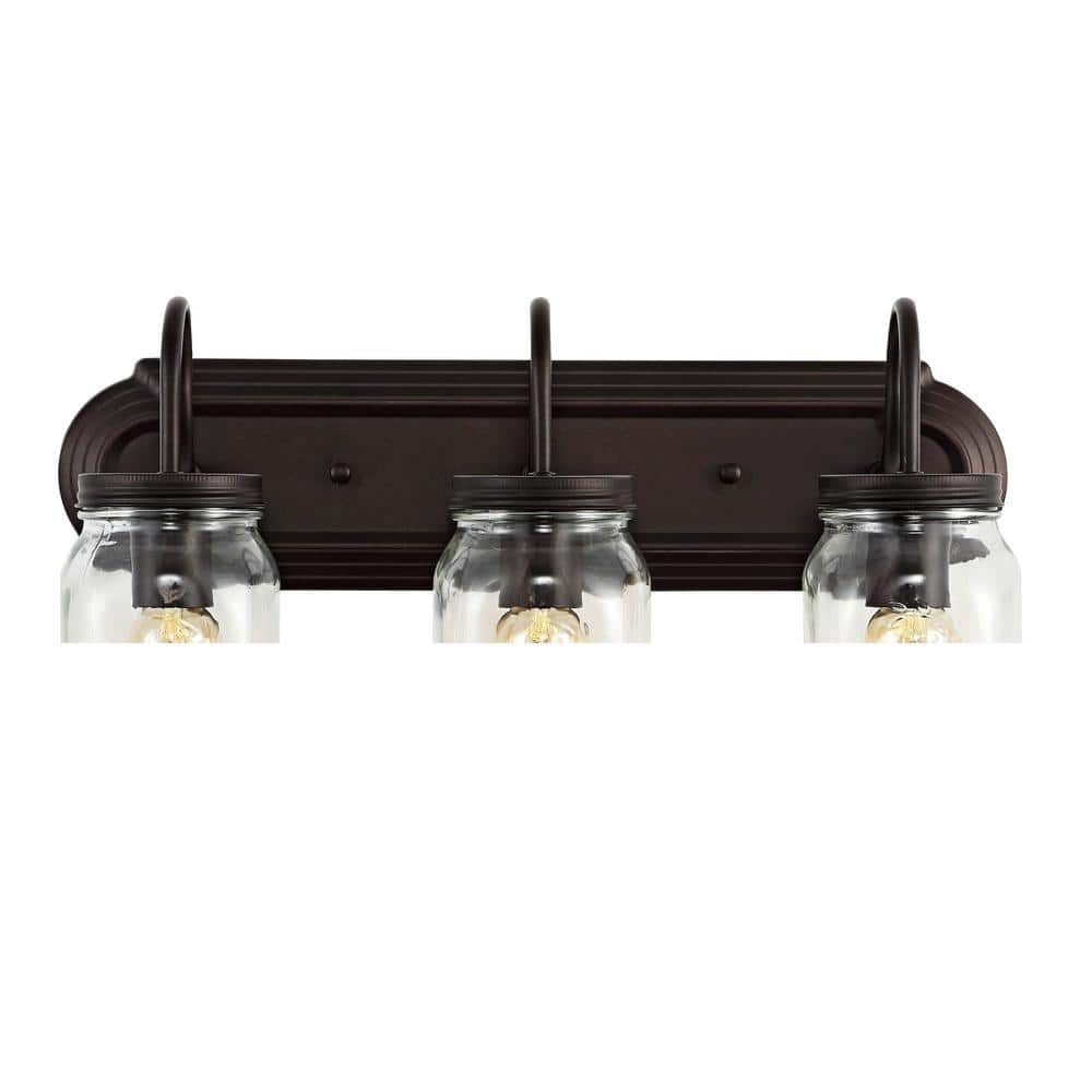 Gaines Industrial Rustic 19.3" Bronze LED Jelly Jar Vanity Light