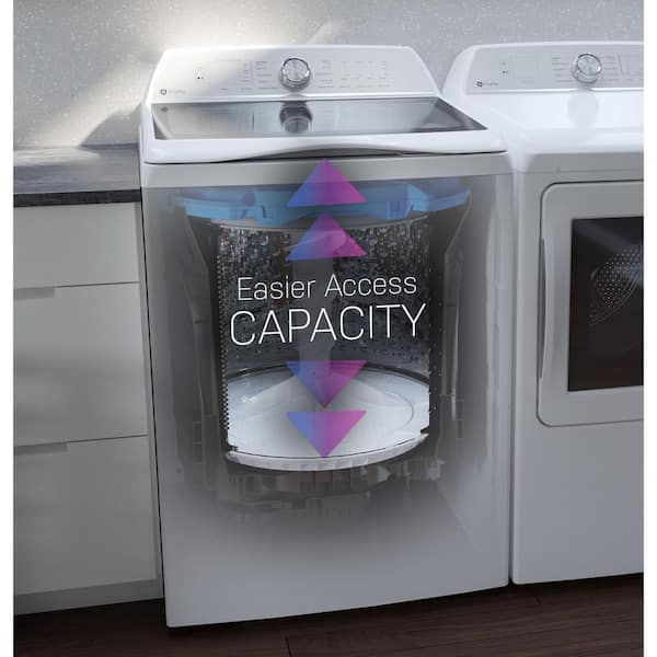 Profile 5.3 cu. ft. High-Efficiency Smart Top Load Washer in White with Agitator, Quiet Wash Balacing Technology