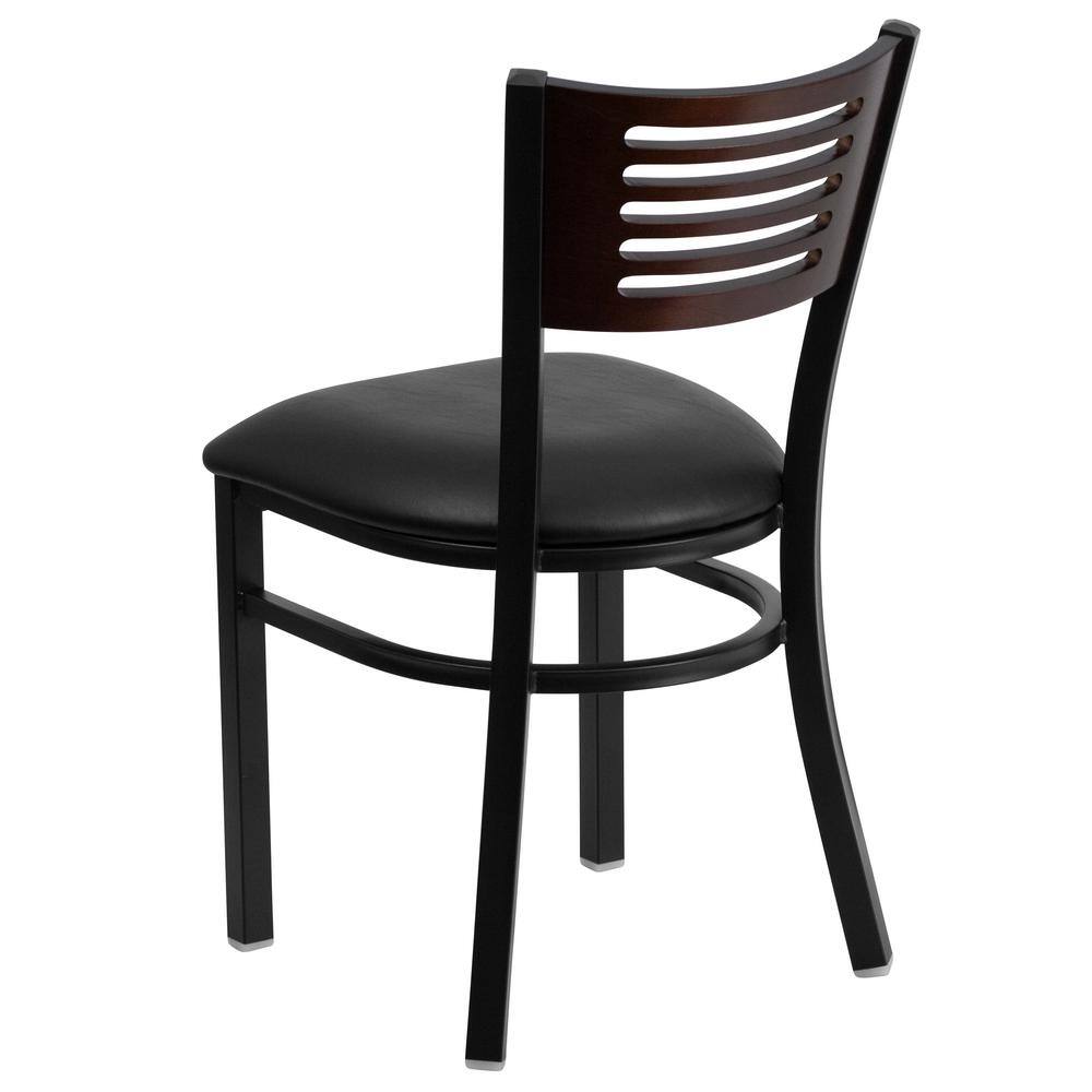 Hercules High Slat-Back Black and Walnut Metal Side Chair