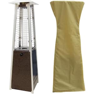9500 BTU Hammered Bronze Mini Pyramid Tabletop Propane Patio Heater with Weather-Protective Cover