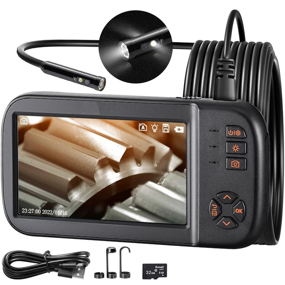 Triple Lens Borescope Inspection Camera with 4.5 in IPS Screen 1080P 16.4 ft Semi Rigid Cable 32GB price history on PriceWatchPro