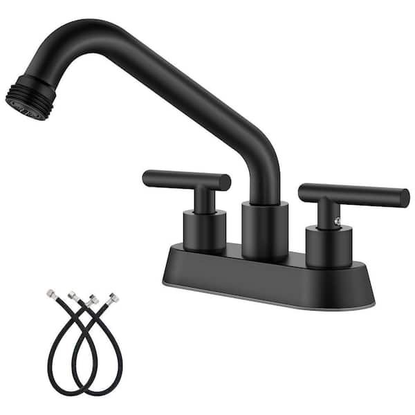 2-Handle 4 in. Centerest Utility Faucet in Matte Black