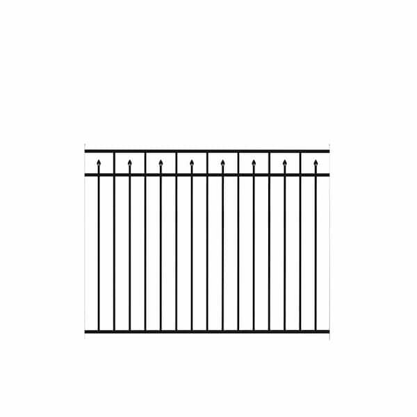 Barrette Outdoor Living Brilliance Standard-Duty 4-1/2 ft. H x 6 ft. W Black Aluminum Pre-Assembled Fence Panel