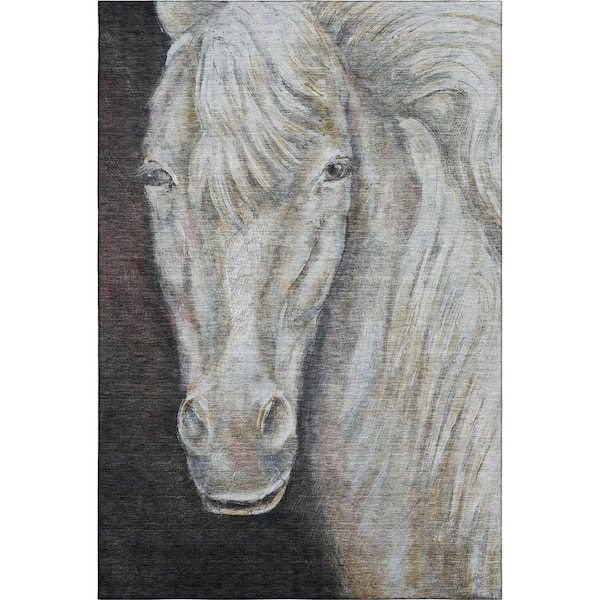 Mayfield Premium Machine Washable Abstract AMF2080 Ivory 5 ft. x 7 ft. 6 in. Area Rug