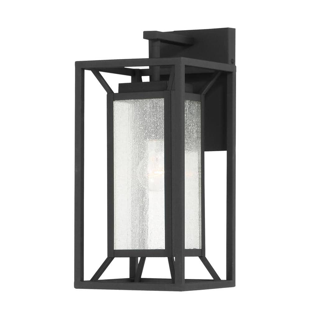 Harbor View 1-Light Sand Black Outdoor Wall Lantern Sconce with Clear Seeded Glass price history on PriceWatchPro