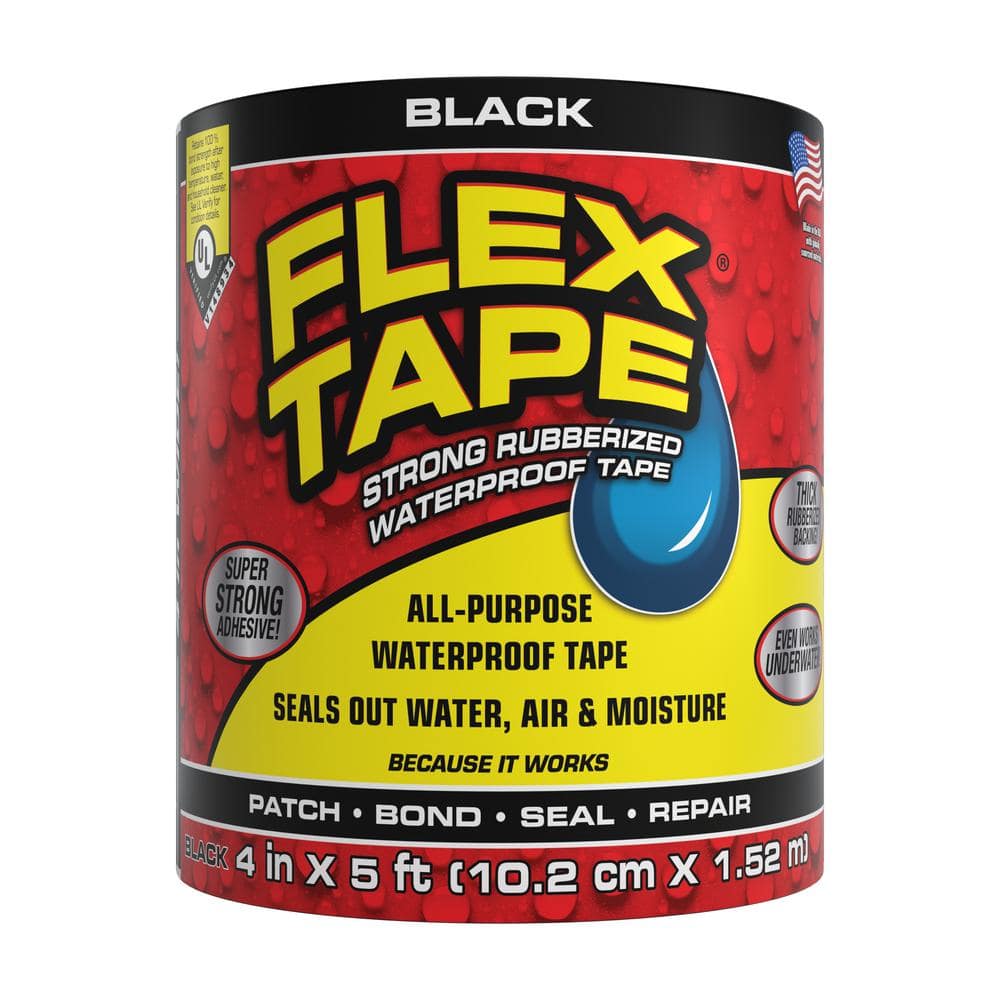 FLEX SEAL FAMILY OF PRODUCTS Flex Tape Black 4 in. x 5 ft. Strong Rubberized Waterproof Tape