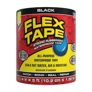 Flex Tape Black 4 in. x 5 ft. Strong Rubberized Waterproof Tape