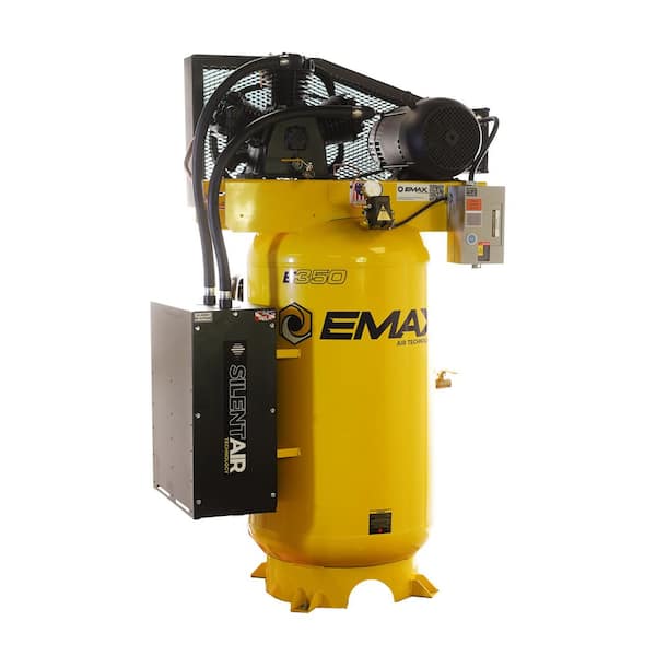80 Gal. 7.5 HP 3-Cylinder 1-Phase 175 PSI Silent Air Electric Air Compressor with Isolator Pads and Auto Drain