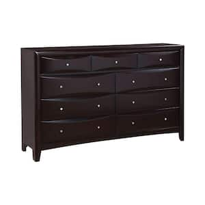 63 in. Brown 9-Drawer Wooden Dresser Without Mirror