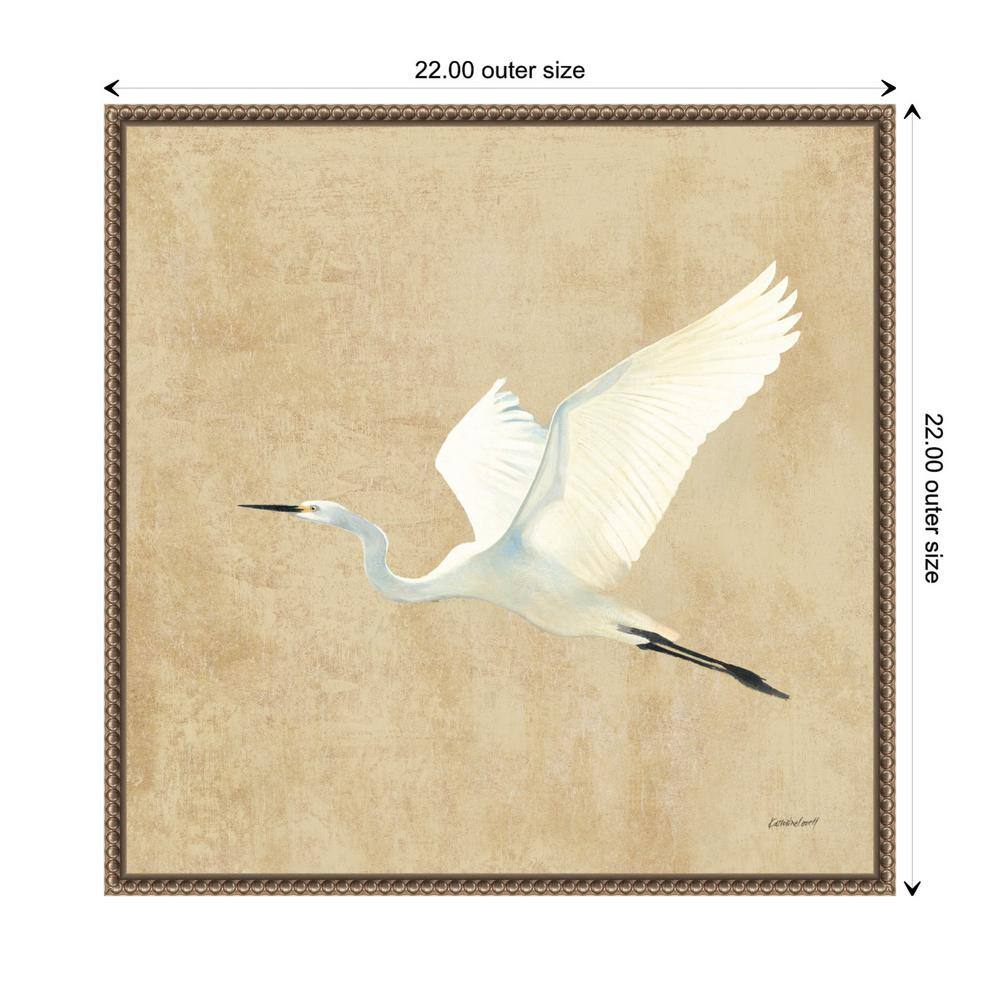 Beaded Framed Egret Print on Canvas Wall Art