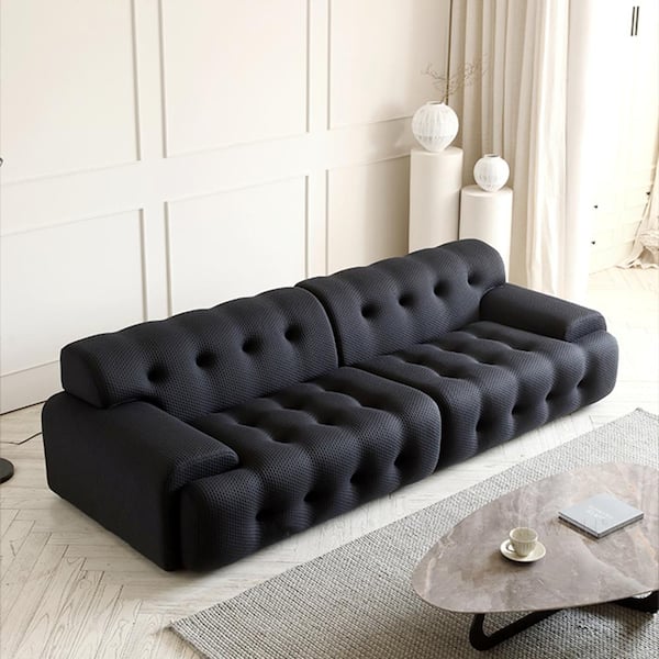 Roche Oversized Loveseat 103 in. Armless 2-Piece 3D Mesh Polyester Modular Sectional Sofa Couch for Living Room in Black