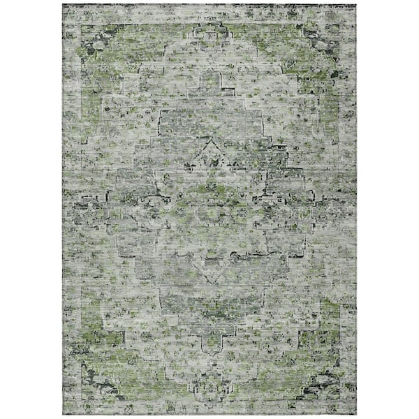 Chantille Machine Washable Indoor/Outdoor Abstract ACN1832 Aloe 8 ft. x 10 ft. Accent Rug