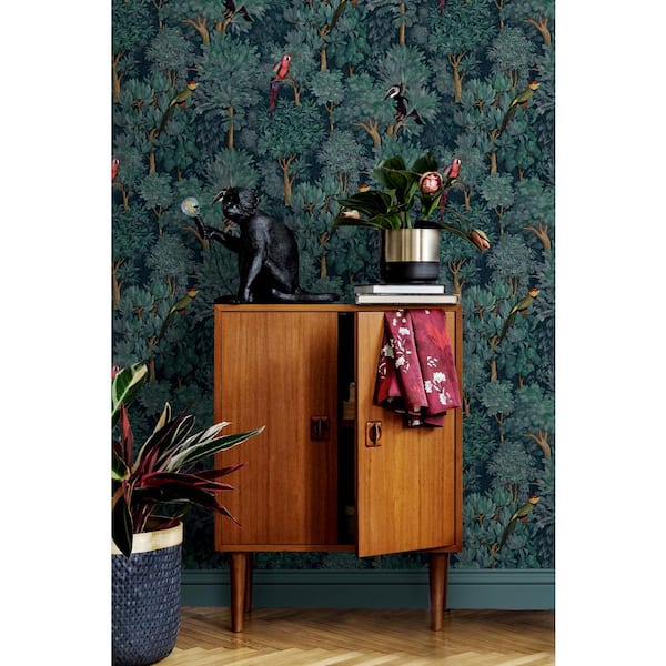 Botanist Teal Non-Woven Non-Pasted Wallpaper (Covers 56 sq. ft.)