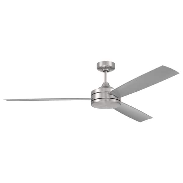 CRAFTMADE Inspo 62" Heavy-Duty Indoor Dual Mount Brushed Polished Nickel Finish Ceiling Fan with 4-Speed Wall Control Included