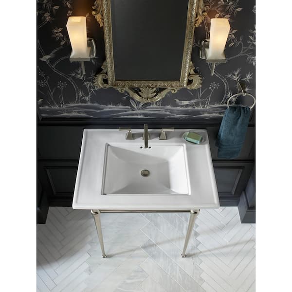 KOHLER Memoirs 5 in. Cermaic Pedestal Sink Basin in Biscuit with Overflow Drain