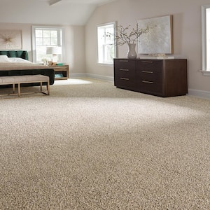 Radiant Retreat II Whispering Beige 58 oz. Polyester Textured Installed Carpet
