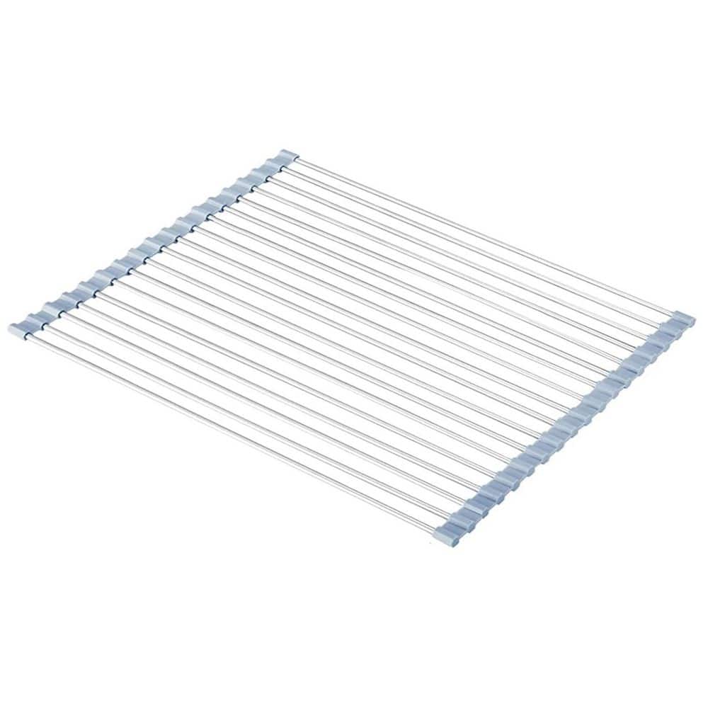 Gray Roll Up Over Sink Dish Rack Stainless Steel Kitchen Dish Rack Heat ...