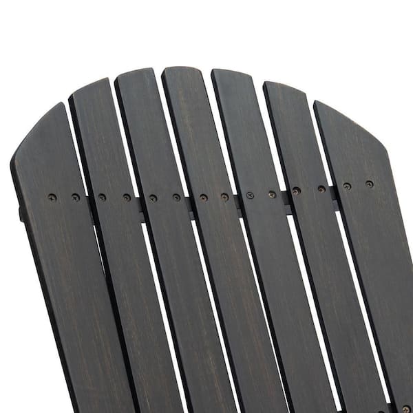 COWLOWN 1-Piece Dark Gray Folding Wood Outdoor Patio Adirondack