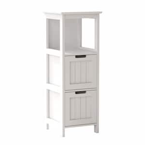 13 in. W x 13 in. D x 35.43 in. H White MDF Freestanding Linen Cabinet, Bathroom Floor Cabinet with 2-Drawers