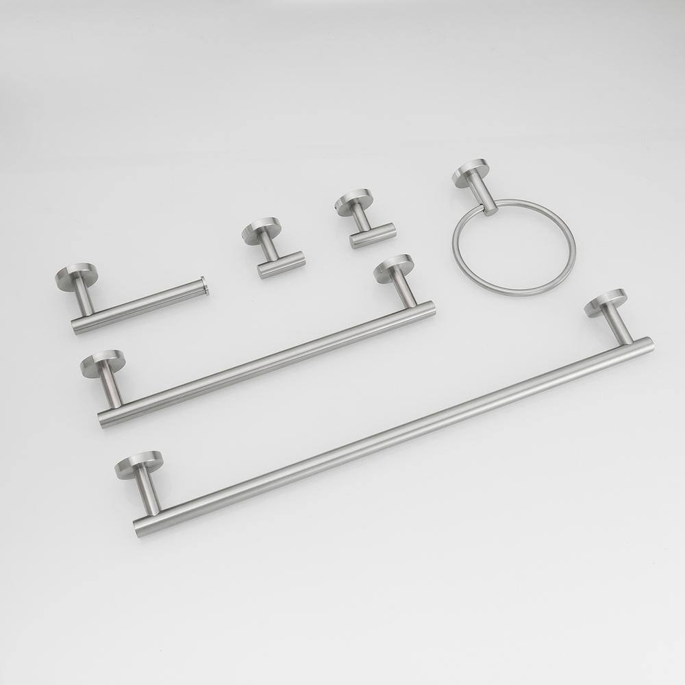 Brushed Nickel 6-Piece Stainless Steel Bathroom Hardware Set