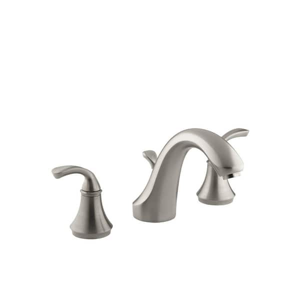 KOHLER Forte Deck-Mount Bath Faucet Trim with Sculpted Lever Handles in Vibrant Brushed Nickel (Valve Not Included)