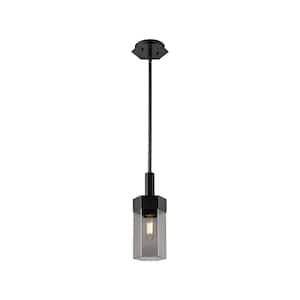 Claverack 100-Watt 1 Light Matte Black Shaded Pendant Light with Tinted glass Tinted Glass Shade