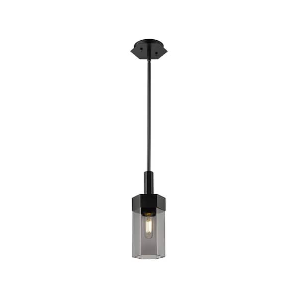 Innovations Claverack 100-Watt 1 Light Matte Black Shaded Pendant Light with Tinted glass Tinted Glass Shade