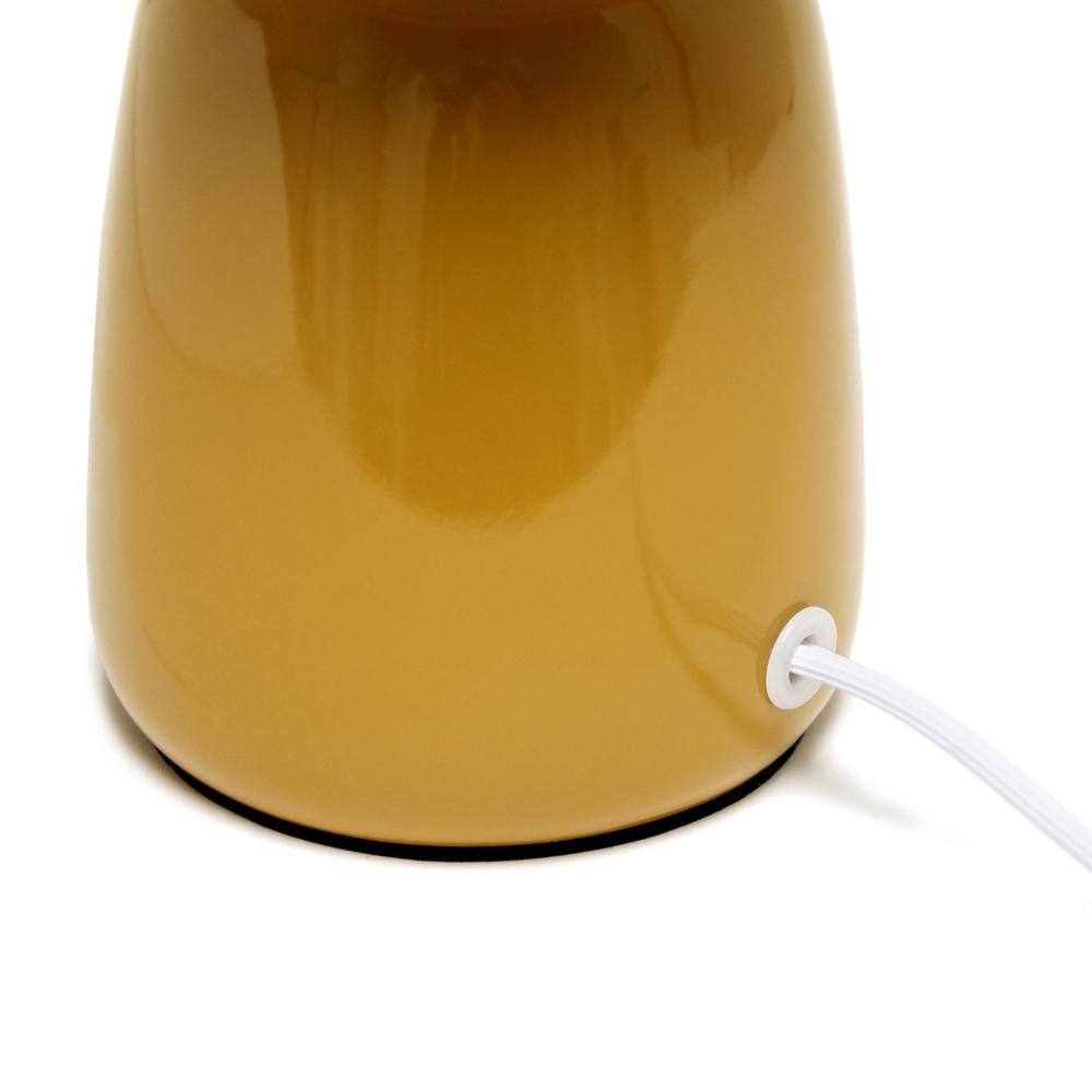 Mustard Yellow Ceramic Thimble Base Table Lamp with Fabric Shade