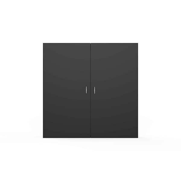 ghent Double Door 48 in. x 48 in. Magnetic Whiteboard Cabinet with Cork Interior Doors Black (1-Pack)