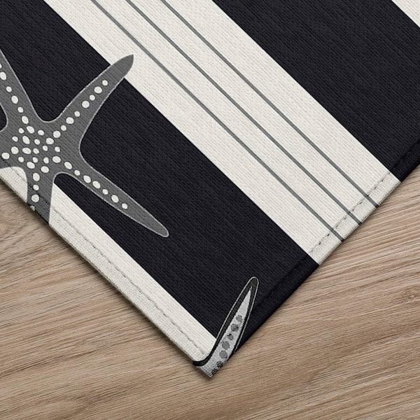 Surfside Black 9 ft. x 12 ft. Geometric Indoor/Outdoor Area Rug