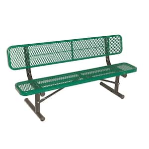 6 ft. Diamond Green Commercial Park Portable Bench with Back Surface Mount