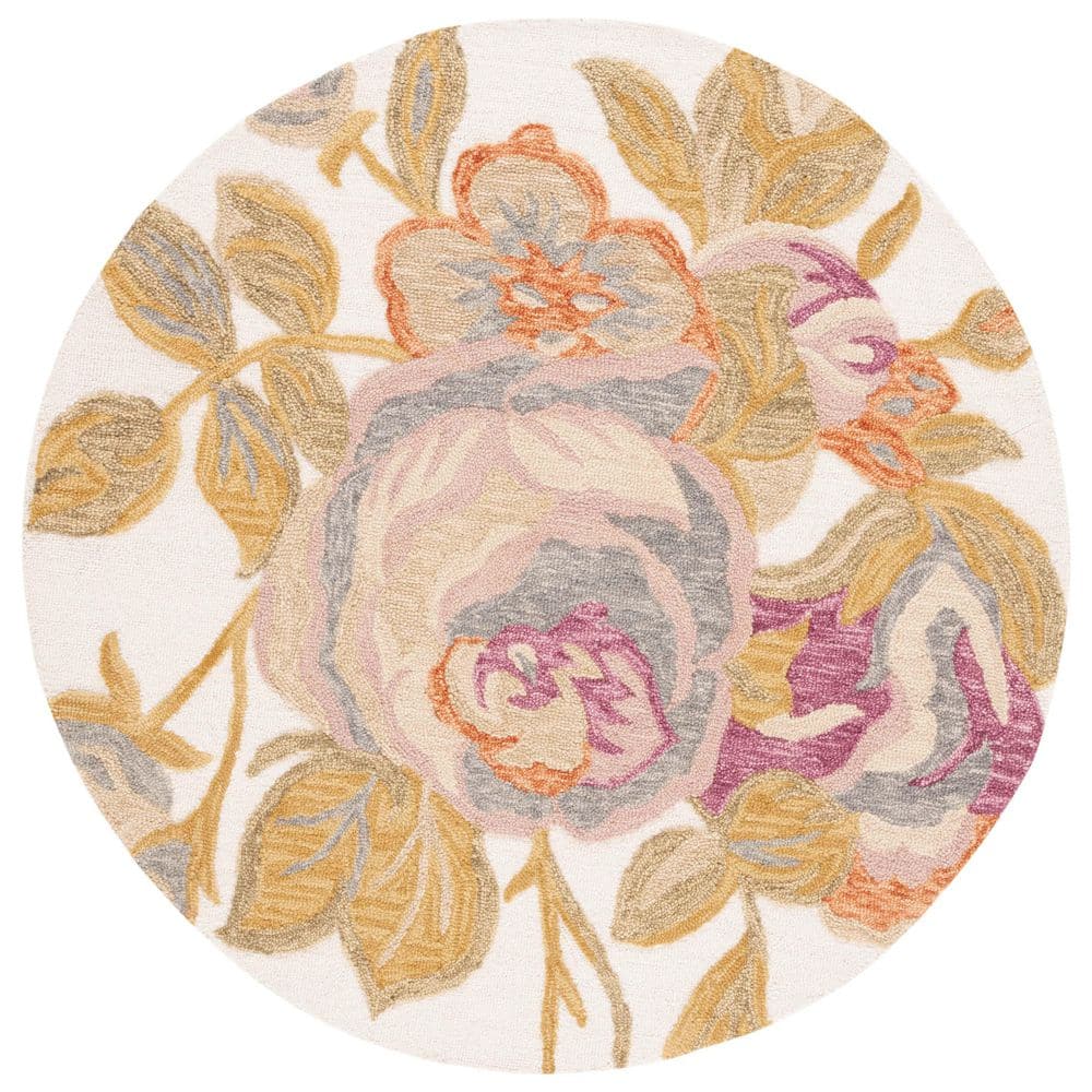 Blossom 6 ft. x 6 ft. Ivory/Green Garden Floral Round Area Rug price history on PriceWatchPro