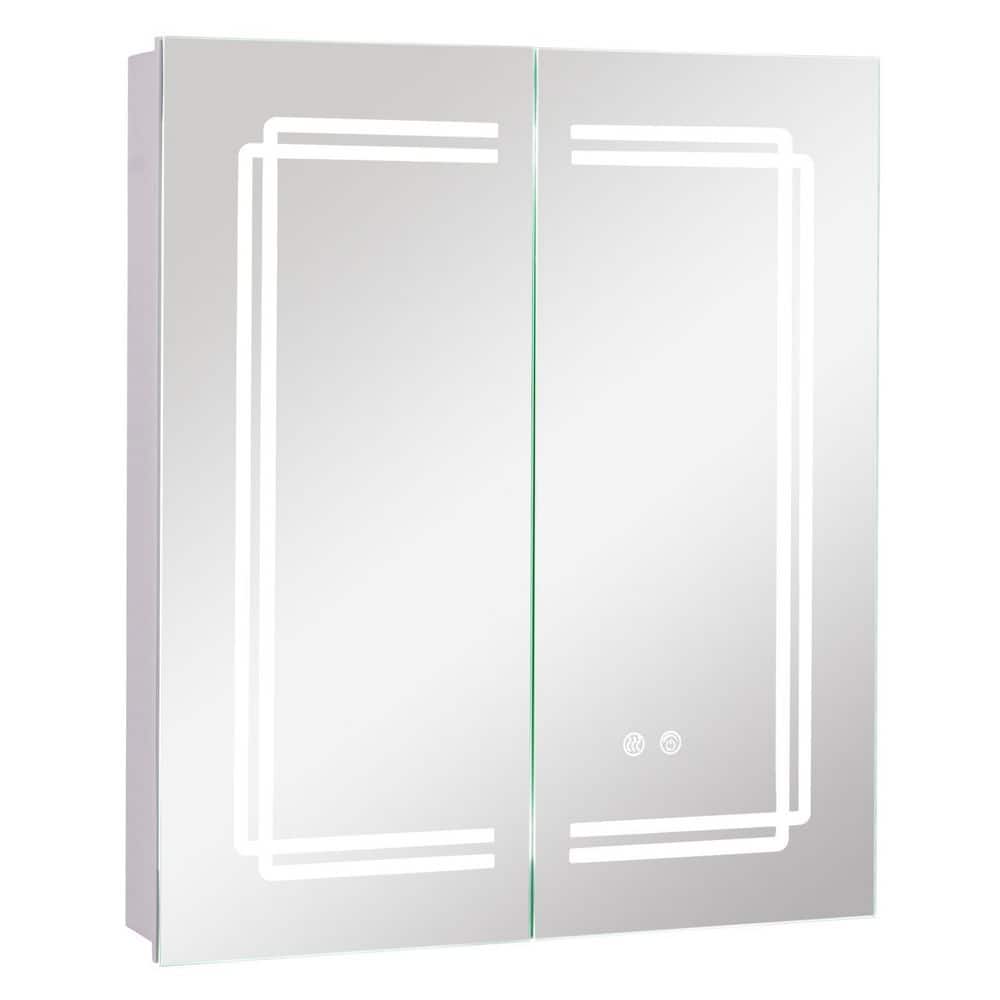 23.5 in. W x 27.5 in. H Soft Close Rectangular Aluminum LED Medicine Cabinet with Mirror in White price history on PriceWatchPro