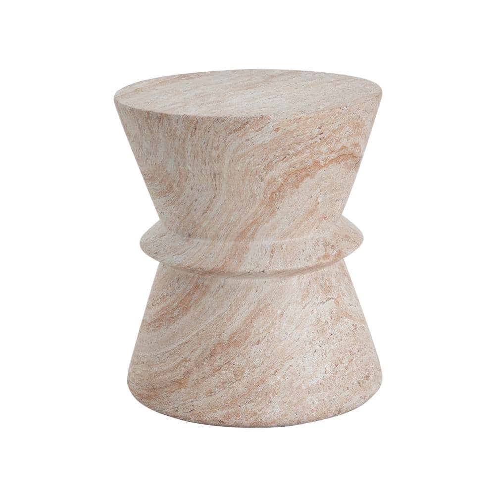 15.5 in. Beige Lightweight Concrete Outdoor Patio Side Table with Travertine Finish and Hourglass Base price history on PriceWatchPro