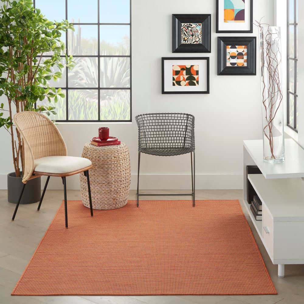 Terracotta Easy-Care Synthetic 5' x 7' Outdoor Area Rug