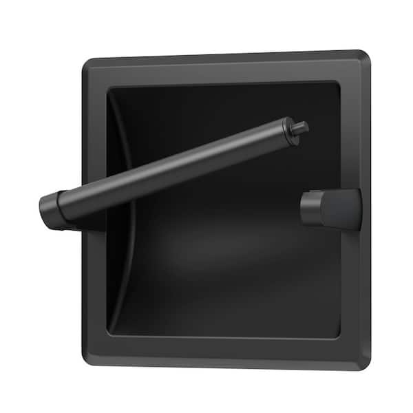 Recessed Pivoting Arm Toilet Paper Holder in Matte Black