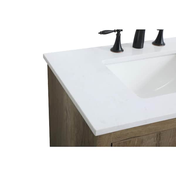 30 in. W x 19 in. D x 34 in. H Bath Vanity in Natural Oak with White Engineered Marble Top