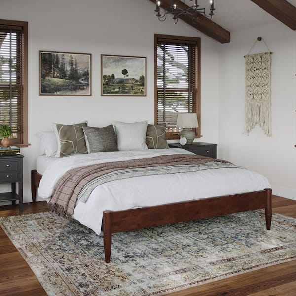 AFI Key West Basic Walnut Brown Solid Wood Frame Queen Platform Bed