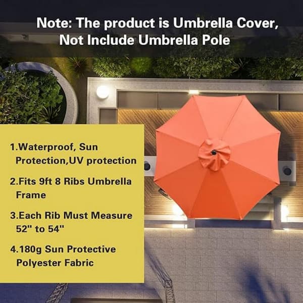 9ft rectangular patio umbrella replacement canopy 8 ribs Market Rib Navy Blue Cabana St  Covered Living EACH rib must measure 52 to 54 300 denier polyester fabric with UV treated and water repellent Sunbrella Fabric Canvas Blue 9'