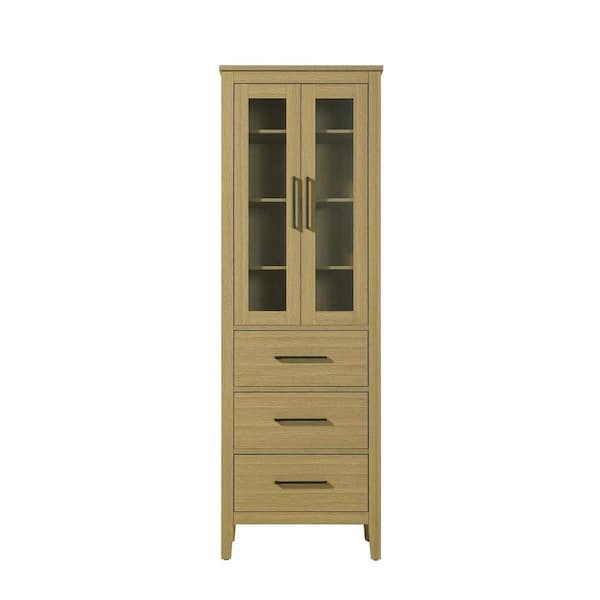 24 in. W x 18 in. D x 72 in. H Honey Brown Freestanding Linen Cabinet