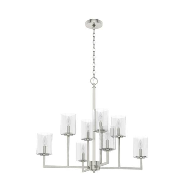 Hunter Kerrison 8-Light Brushed Nickel Geometric Chandelier with Clear ...