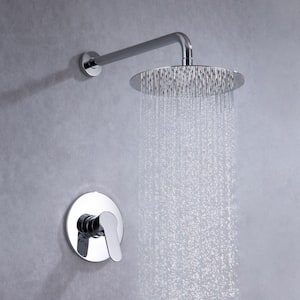Single-Handle 1-Spray Round High Pressure Shower Faucet with 10 in. Shower Head in Polished Chrome (Valve Included)