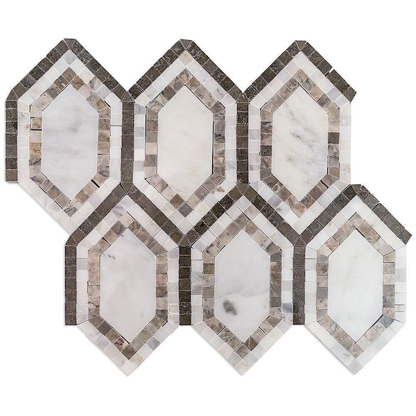 Ivy Hill Tile Infinite Asian Statuary 5 in. x 0.39 in. Polished Marble Floor and Wall Mosaic Tile Sample