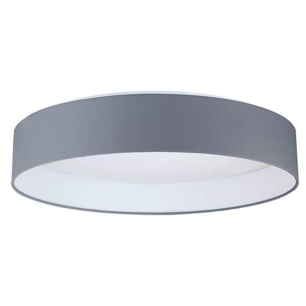 Eglo Palomaro 19.68 in. W x 4.5 in. H Charcoal Grey LED Flush Mount with Linen Shade