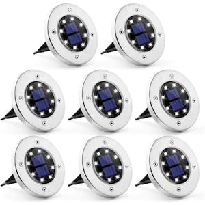 Solar White LED Ground Path Light with Waterproof (8-Pack)