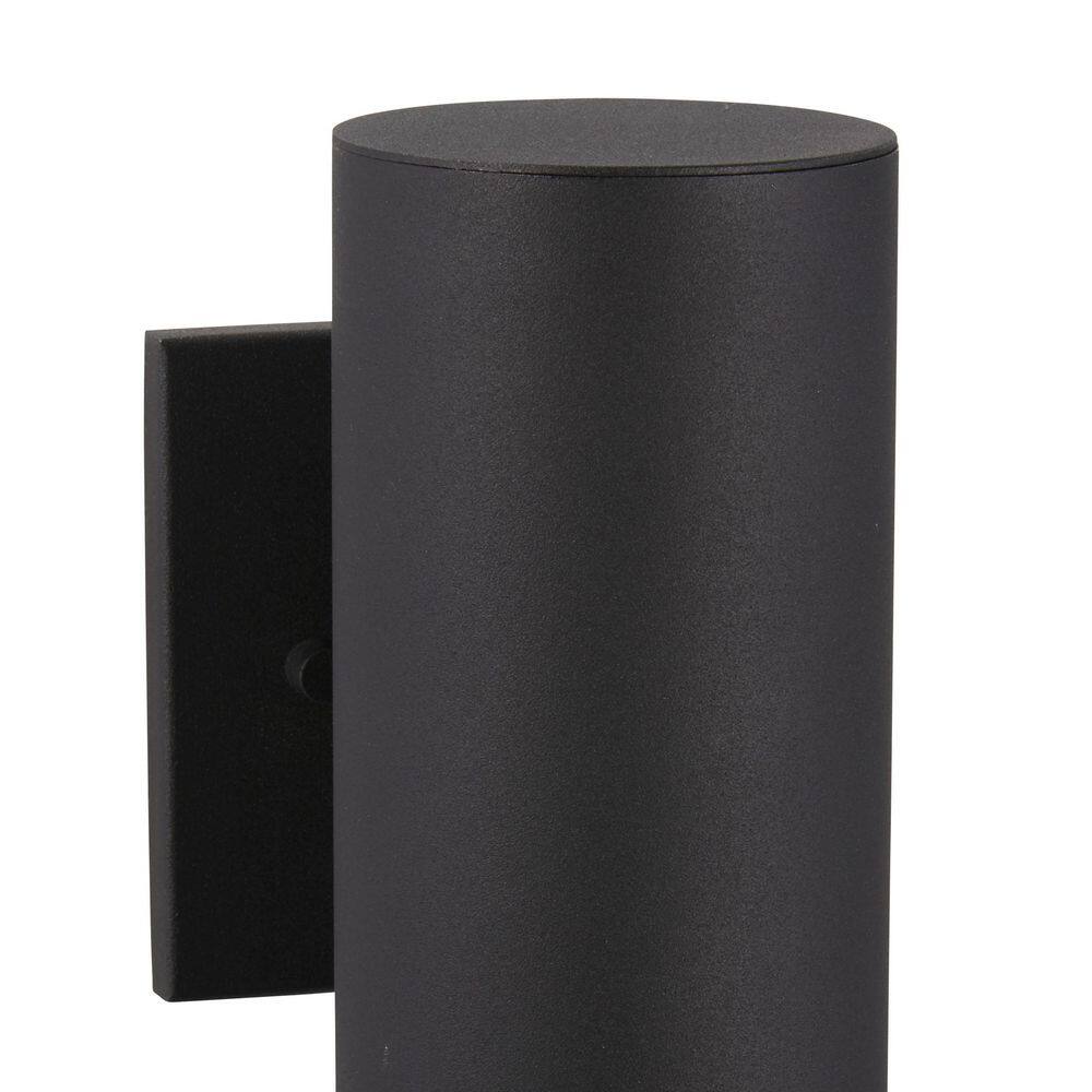 Black and Gold Metal Cylinder Outdoor Wall Light