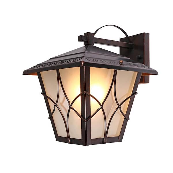 Maxax Topeka 11.8 in. H Ancient Red Hardwired Outdoor Wall Lantern Sconce