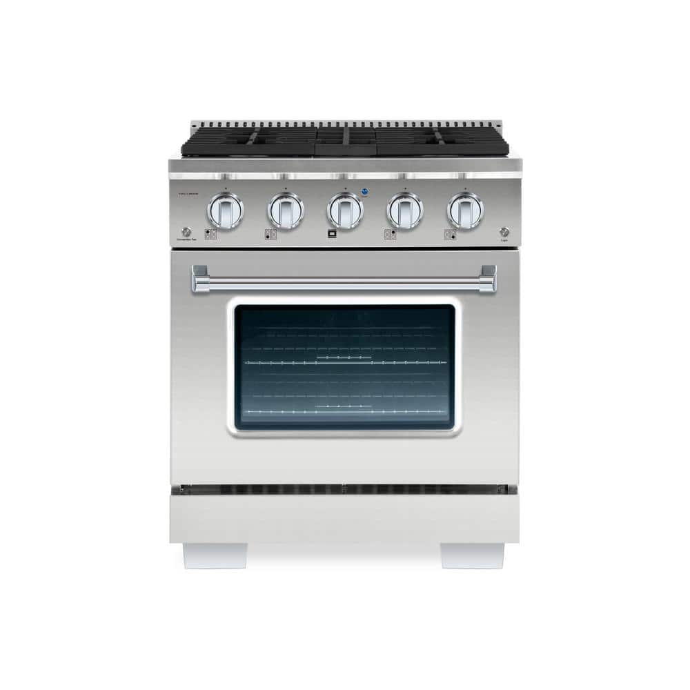 BOLD 30"" 4.2 Cu.Ft. 4 Burner Freestanding Dual Fuel Range with Gas Stove and Electric Oven in Stainless steel -  Hallman, HBRDF30CMSS