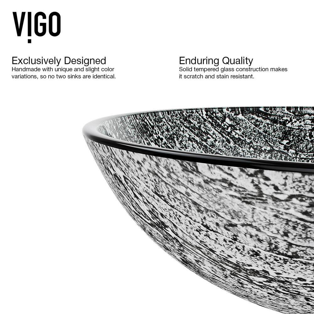 Titanium Gray Glass Vessel Sink with Modern Brushed Nickel Faucet