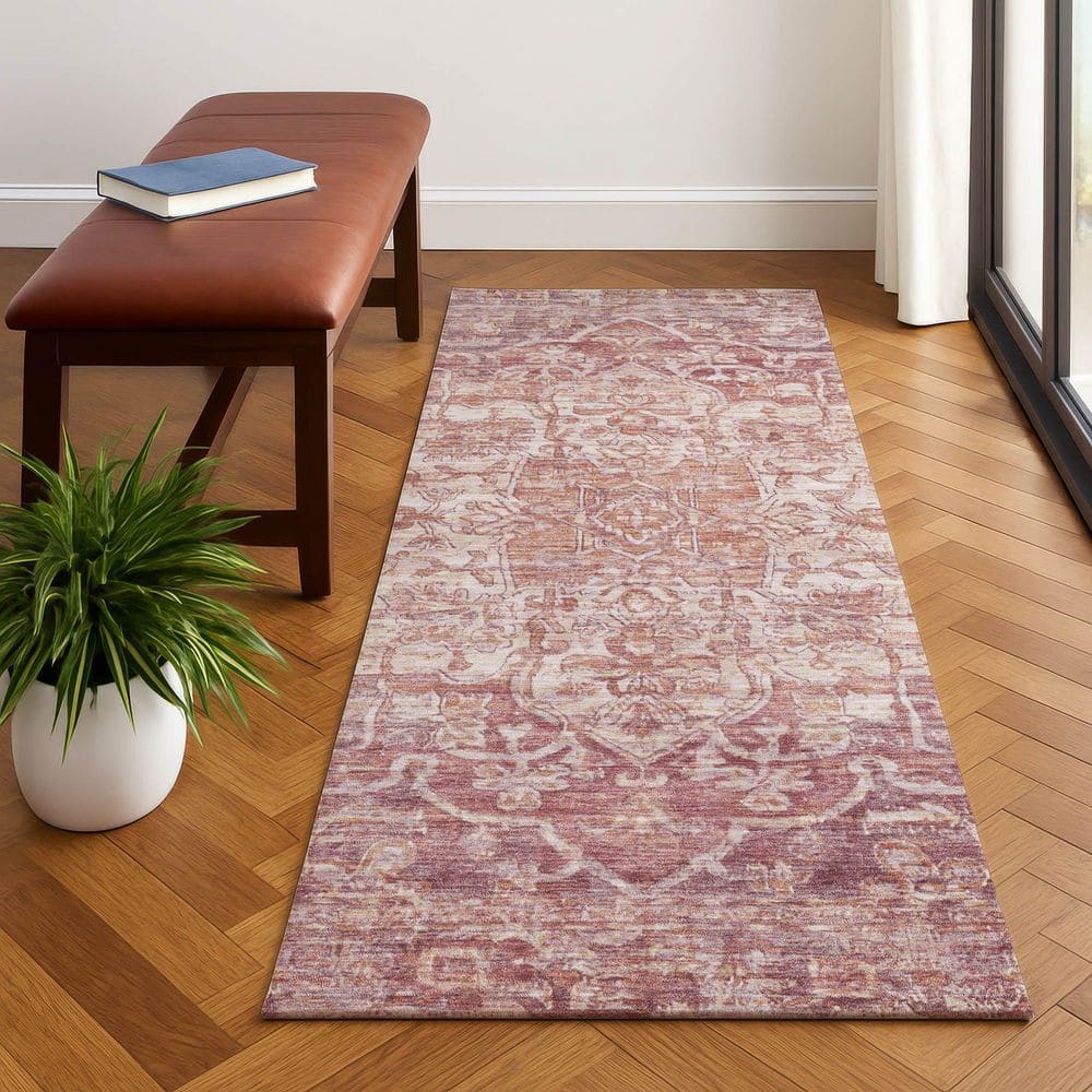 Mayfield Premium Machine Washable Abstract AMF1728 Paprika 2 ft. 3 in. x 7 ft. 6 in. Runner Rug price history on PriceWatchPro